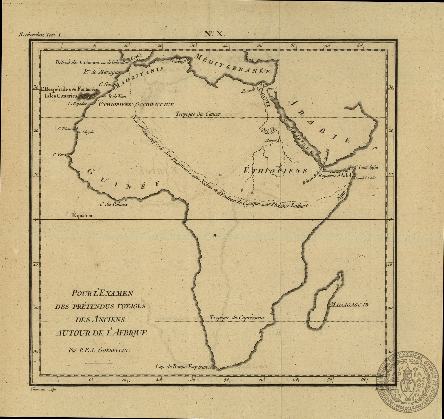 Pour l' examen des pretendus voyages des anciens autour de l'Afrique